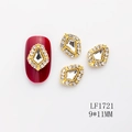 Abalorio de uñas de corazón dorado con cristal marquise y unas medidas de 9x11mm - Estilo Rombo Transparente (1721)