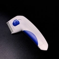 Electric flea comb for pets in blue and white finish with fine metal teeth and slide switch - Strong Current