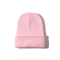 Roze gebreide muts voor de winter met een fijne structuur en warme omgeslagen rand - Eén maat / Roze