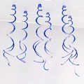 Set of 6 glossy blue PVC spiral hanging decorations for party and ceiling events - Set of 6 / Blue