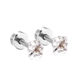 Minimalist square clear cz stud earrings with silver four-prong 316L stainless steel setting - White Zirconia / 3mm / Steel