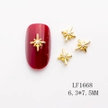 Charm ongle étoile dorée avec perle nacrée centrale pour décoration de manucure chic - Étoile en Croix Dorée Perle (LF1668) / 6.3*7.5MM