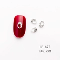 Bijou d'ongle ovale en alliage argenté avec trois strass de taille 4*5,7mm - Ovale Argenté Strass Blanc (LF1677) / 4*5.7MM