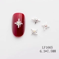 Bijoux à ongles étoile argentée avec strass irisés en taille 6,3x7,5mm pour nail art - Étoile en Croix Argentée Strass AB (LF1665) / 6.3*7.5MM