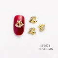 Bijoux d'ongles en alliage doré avec strass blancs, taille 8,5x7,5mm - Étoile de Mer Éventail Dorée Strass Blanc (LF1674) / 8.5*7.5MM