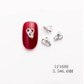 Breloques nail art en forme de cœur argenté avec strass irisés taille 5,5x6,6mm - Coeur Argenté Strass AB (LF1680) / 5.5*6.6MM