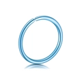 Detailed view of blue stainless steel hoop ring with polished finish and open design - Blue