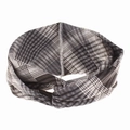 Detail of classic black and white tartan twisted headband with soft fabric texture - Black Plaid