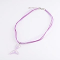 Detail of purple mermaid tail pendant with glitter sequins on multi-strand ribbon cord - Small Purple Tail (8)