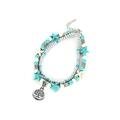 Double-layer anklet with turquoise starfish charms and tree of life silver pendant - Turquoise Tree of Life Style