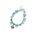 Bracelet de cheville double couche avec étoiles de mer turquoise et pendentif cœur - Style Cœur Turquoise