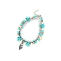 Chevillère double épaisseur avec étoile de mer, chouette et perles turquoise - Style Hibou Turquoise