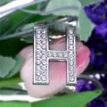 DIY rhinestone alphabet H charm in silver finish with sparkling crystals for jewelry making - Letter H