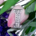 Silver-plated letter I charm with white rhinestones for DIY bracelets and jewelry - Letter I