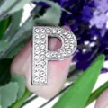 Silver letter P charm with white rhinestones for DIY bracelets and jewelry craft - Letter P