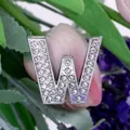 DIY rhinestone alphabet letter W accessory with silver finish for charm bracelets - Letter W