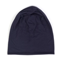 Lightweight dual-layer navy blue knitted beanie for men and women in solid cotton texture - One Size(Adjustable) / Navy Blue