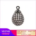 Colgante de lágrima en latón color plomo con circonitas cúbicas para fabricación de joyas - 6mm*11mm / Color gunmetal