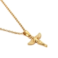 Elegante collar de acero de titanio dorado con un detallado dije de ángel cupido - Color Dorado (Sin Cadena) (KP80891-Z)
