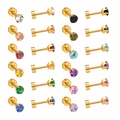 Set of 12 pairs of colorful gemstone stud earrings with gold-plated screw backs - 3mm Round Gold Color