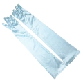 Elegant light blue long satin gloves for bridal dresses with a smooth over-the-elbow finish - One Size / Sky Blue