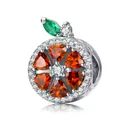 S925 sterling silver orange slice charm with orange gemstones and white zircon accents - Orange Slice / Pomelo (SCC1277)