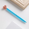 Hellblauer Business-Geschenk-Kugelschreiber mit roségoldener herzförmiger Krone - 1.0mm Bullet-Spitze Schwarze Tinte / Himmelblau