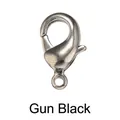 Macro shot of gun black plated jewelry lobster clasp with smooth metallic finish - Gunmetal