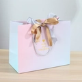 Sac cadeau dégradé rose et violet avec poignées argentées et nœud décoratif - Ruban Bicolore / Petit