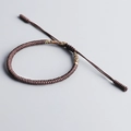 Handmade woven cord bracelet in dark brown with adjustable slide knot closure - Dark Brown