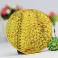 Cute round plush coin purse with realistic durian fruit print and metal chain - Durian