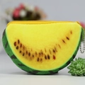 Cute plush watermelon coin purse with yellow pulp and green stripe design - Semi-circular Yellow Watermelon