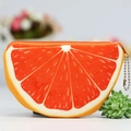 Cute plush orange slice coin purse with metal bead chain and orange zipper closure - Semi-circular Blood Orange