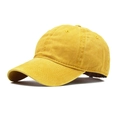 Gorra de béisbol de algodón lavado amarillo mostaza para niños con visera curva de estilo - 52-54 / Amarillo Lavado para Niños