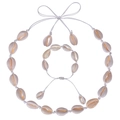 Natuurlijke witte schelpen ketting en armband set met verstelbaar koord mode - Witte Schelpenketting Armband Set (Set 4)