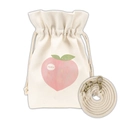 Crossbody beige canvas bucket bag with pink peach illustration and drawstring closure - PEACH Peach