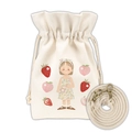 Japanese style cream white canvas bucket bag with cute cartoon girl illustration - Summer Girl