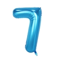 Detail of a 40-inch gradient blue number 7 foil balloon for birthday party decorations - Number 7 / Blue