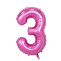 40-inch gradient pink number 3 foil balloon with metallic finish for birthday party decor - Number 3 / Pink