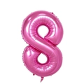 Detail of pink number 8 aluminum foil balloon with glossy metallic finish for birthdays - Number 8 / Pink