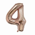 Close-up of a 40-inch rose gold number 4 balloon with metallic finish for party decor - Number 4 / Rose Gold