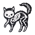 Halloween cat skeleton brooch with black enamel and white glitter skull patterns - Glitter Black Cat Skull Style (xz1828)