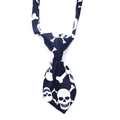 Halloween pet tie featuring a white skull and crossbones print on a black polyester base - Black with White Bone Skulls