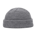 Detailed texture of grey knit miki hat with minimalist folded brim design on white background - 55-60 / Dark Gray