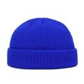 Close-up of the royal blue ribbed knit texture on the cuffed beanie winter hat - 55-60 / Blue