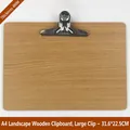 A4 landscape wooden clipboard with beech wood grain texture and metal butterfly clip - A4 Wooden Butterfly Clip - Horizontal