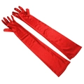 Lange rote Satin-Brauthandschuhe mit Hochglanz-Finish für formelle Abendkleider - Einheitsgröße / Rot
