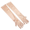 Long champagne gold satin bridal gloves for wedding and evening gown accessories - One Size / Champagne