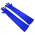 Elegant long royal blue satin bridal gloves for wedding and formal evening gowns - One Size / Sapphire Blue