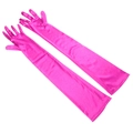 Elegant hot pink long satin bridal gloves for wedding gowns and formal evening wear - One Size / Rose Red